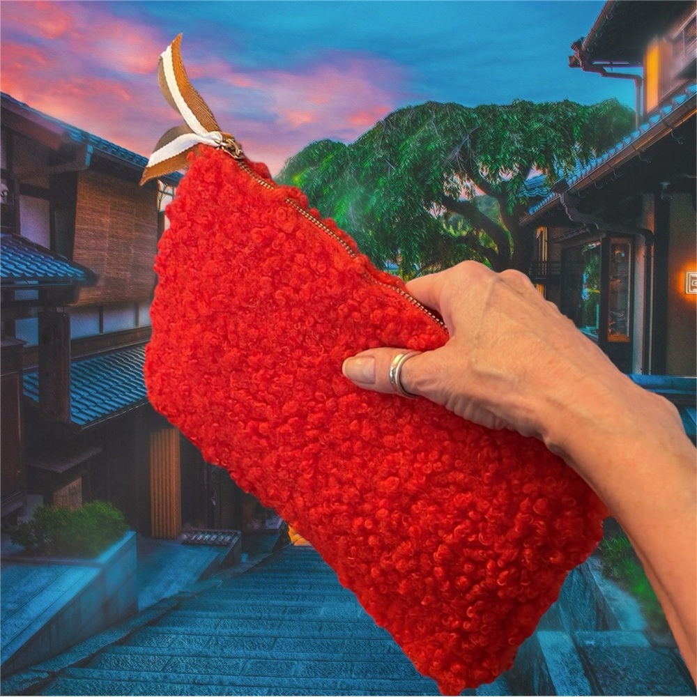 NWT Anthropologie Fluffy Scarlet Red Purse & Clutch